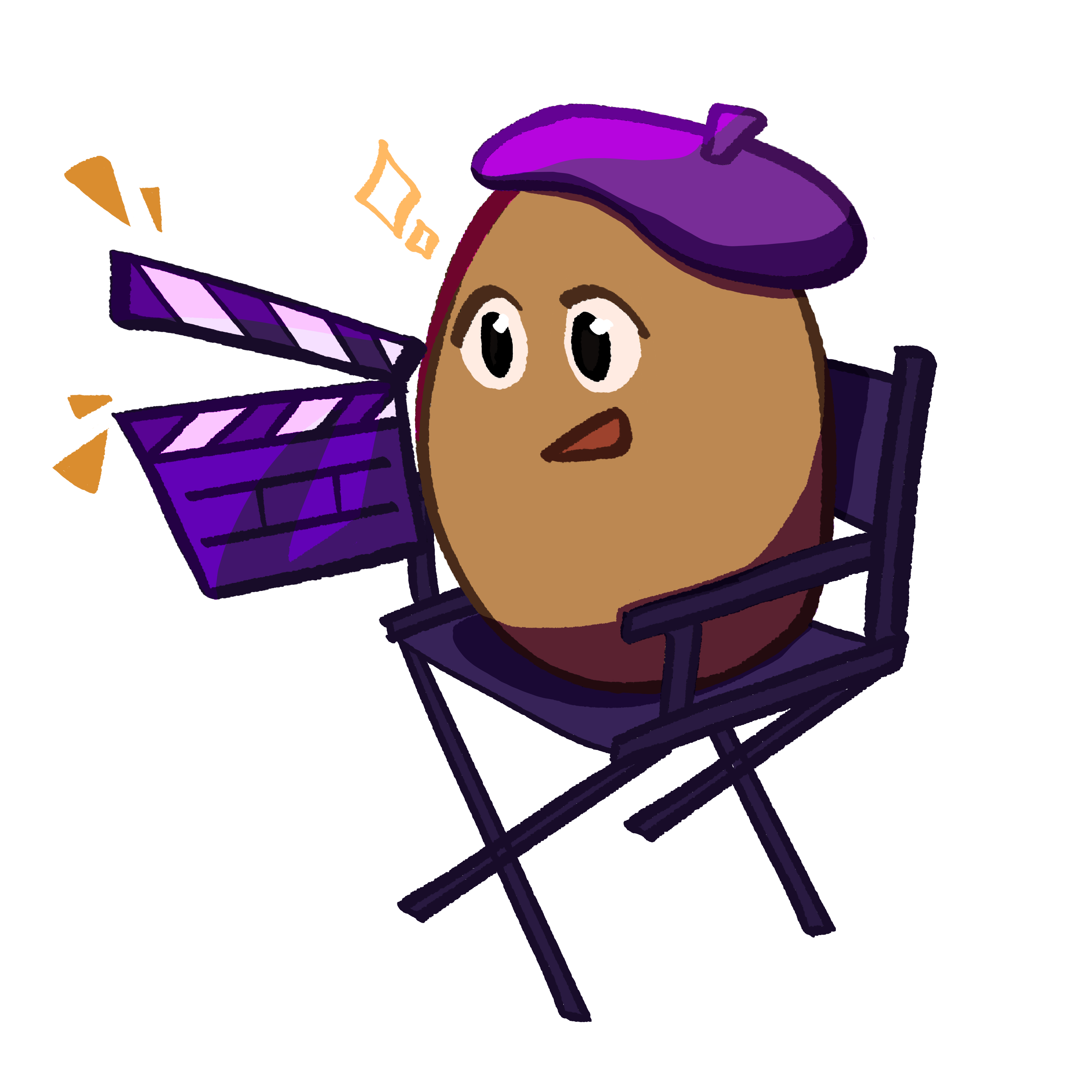 Director Egg - content creator class character with beret and clapperboard.
