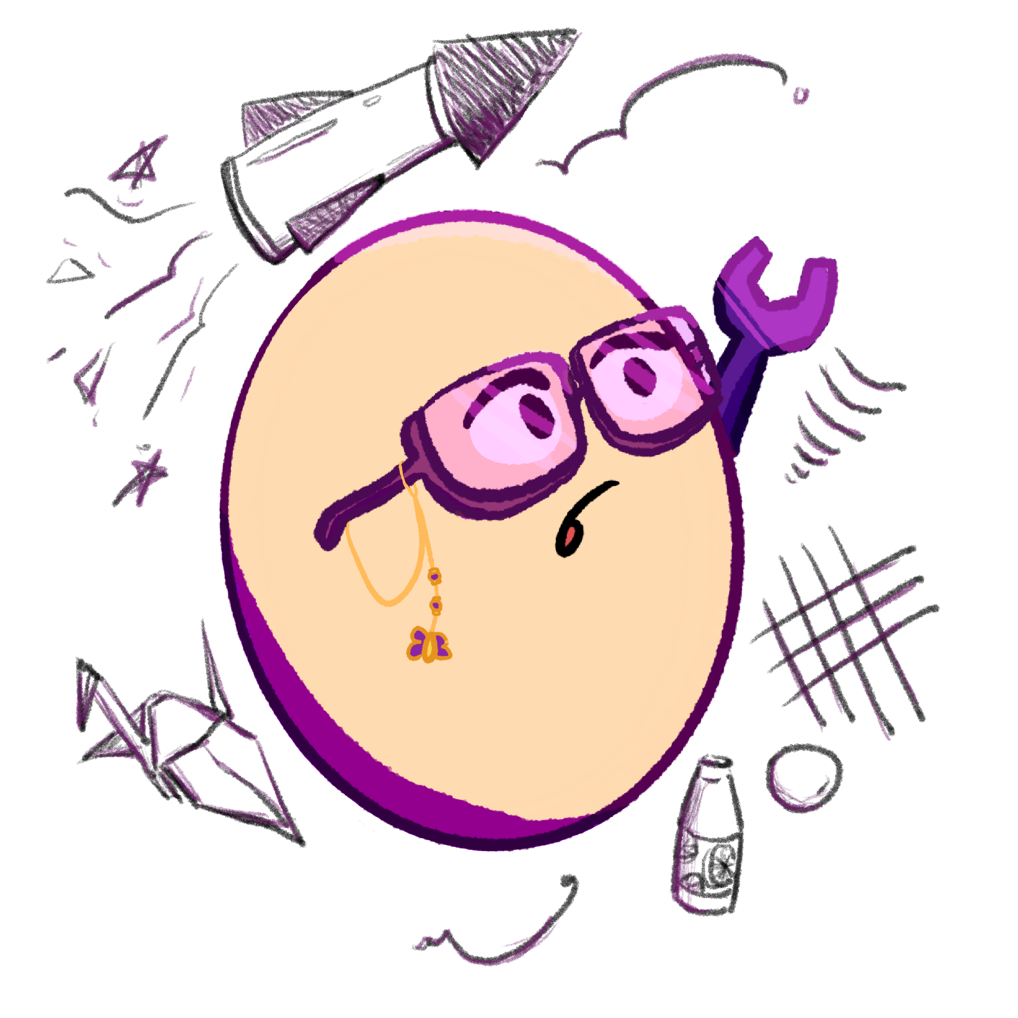 Technician Egg - developer class character with glasses and wrench.