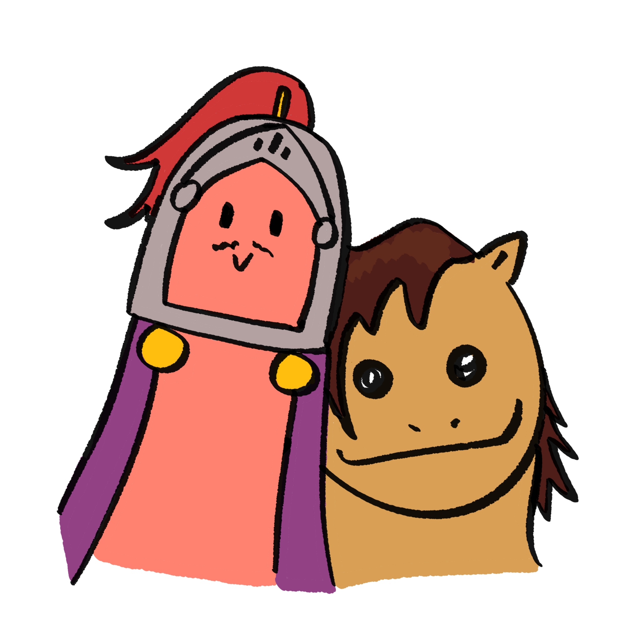 Hotdog Knight with their horse companion.